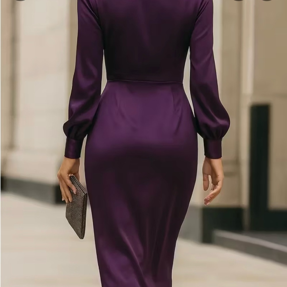 Chic Long Sleeve Purple Dress